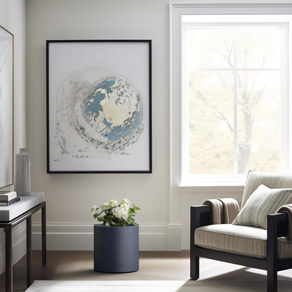 Kante 12.6" Dia Round Concrete Planter, Modern Style Large Cylindrical Plant Pot with Drainage Hole and Rubber Plug for Indoor Outdoor Patio, Dark Gray