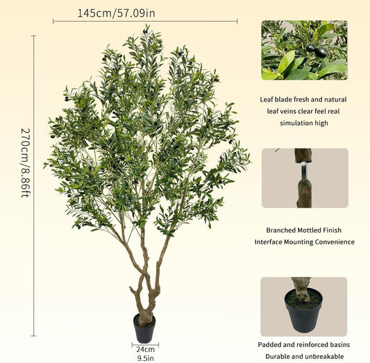 Artificial Olive Tree Fake Tree Interior Decoration Tree Artificial Tree Fauk Tree (9ft)