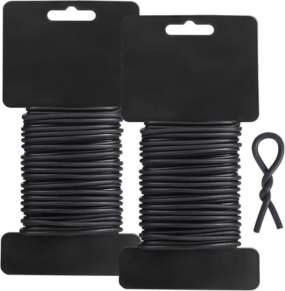 Tenn Well Garden Ties, 52 Feet 3.5mm Soft Garden Wire, Plant Twist Ties for Climbing Plants, Tomatoes, Climbing Roses, Trellises (2PCS X 26 Feet, Black)