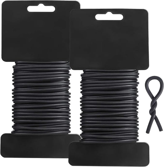 Tenn Well Garden Ties, 52 Feet 3.5mm Soft Garden Wire, Plant Twist Ties for Climbing Plants, Tomatoes, Climbing Roses, Trellises (2PCS X 26 Feet, Black)