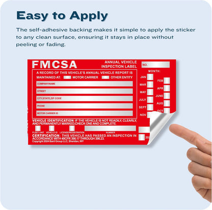 20-Pack DOT Compliant Aluminum Annual Vehicle Inspection Label – Red FMCSA Label with Punch Boxes