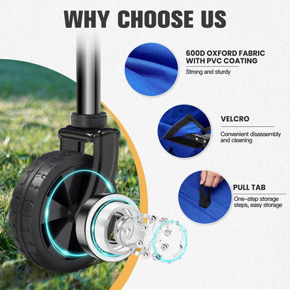 Wagon Cart Shopping Foldable Folding Collapsible with Wheels Big On Beach Garden Outdoor Grocery Heavy Duty Utility All Terrain Portable Wagons Carts for Groceries Sand Camping Sports Blue