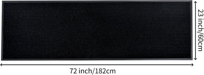 fani Heavy Duty Large Outdoor Indoor Entrance Black Doormat Waterproof Low Profile Entrance Rug Front Door Mat Patio Anti-Skid Rubber Back, 23x72 inch (Jet Black)