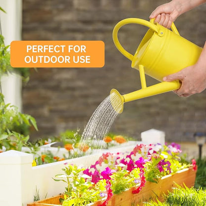 Metal Watering Can for Outdoor Plants, Galvanized Steel Watering Can with Removable spout, 1 Gallon,Perfect Home & Garden Décor Yellow
