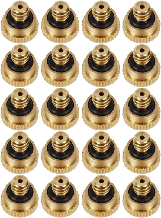 Brass Misting Nozzles 0.016" Orifice (0.4mm) 10/24 UNC, Water Mister Parts Fog Nozzles for Patio Misting System Outdoor Cooling System (20) Y-20PCS