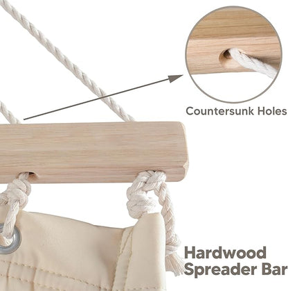 SUNCREAT Double Outdoor Hammock with 15 ft Stand, Standing Patio Hammocks for Outside, Beige