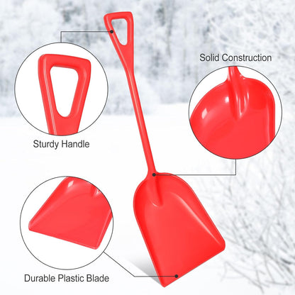 Frienda 3 Pieces Plastic Snow Shovel 43 x 14 Inches Heavy Duty Hygienic Shovel with D Shaped Grip Handle Large Durable Seamless Snow Scoop for Kitchen Gardening(Red)