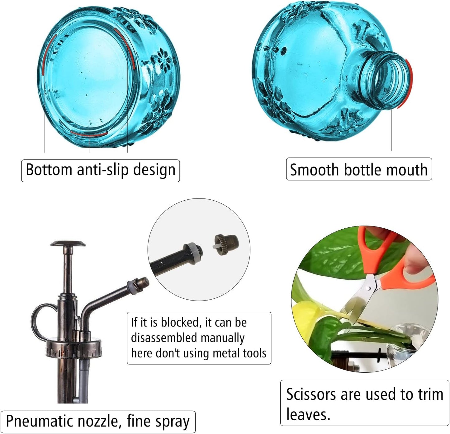 XXXFLOWER Glass Plant Mister Spray Bottle for Indoor Plant Spritzer Succulent Watering Bottle Tall Vintage Style with Bronze Plastic Top Pump