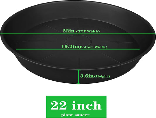 3 Pack of 20 22 inch Plant Saucer (19.2 Inch Base), 3.6" Depth Tray, Bath Baths Bowl for Garden, Large Deep Plastic Plant Trays for Indoors Outdoor, Tray for Planter 19-23" (22", Black)