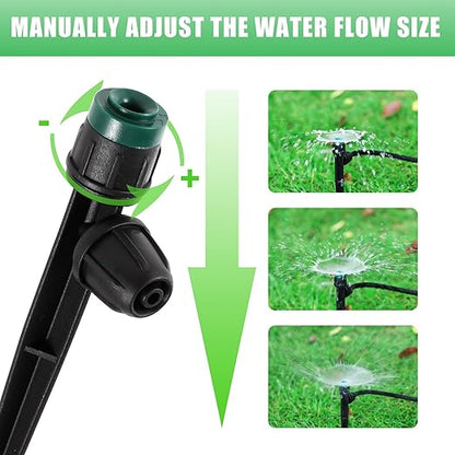 80Pcs Drip Irrigation Emitters Sprayers for 1/4" Tubing, Adjustable 360 Degree Water Flow Sprayers on 5.5" Arrow Stake for Garden Irrigation Watering System