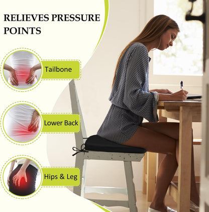 Chair Cushions for Dining Chairs, Indoor Chair Cushions with Ties，Waterproof Chair Pads Set of 6, Black, 17x16x2.5 Inch