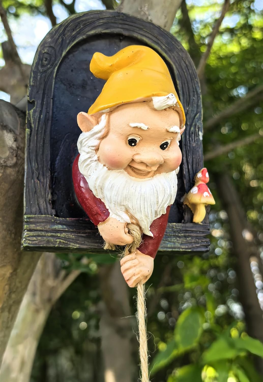 Gnome Garden Decoration Climbing Tree Decor Outdoor,Fairy Door Tree Face Figurine Lawn Patio Decor,Funny Climbing Elves Tree Peeker Sculpture Yard Art
