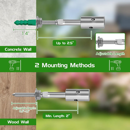 Trellis Wire for Climbing Plants Outdoor, 30 Set Wall Wire Trellis Kit with 1/8" x 164ft Stainless Steel Cable, T316 Espalier System Cable Trellis Kit with Adjustable Spacing Vines Green Wall