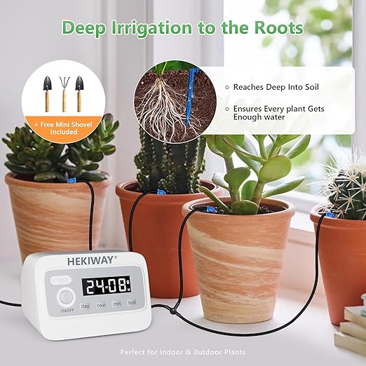 49FT Automatic Plant Watering System–HEKIWAY 390 Adjustable Watering Modes, Supports 15-20 Pots | Indoor Garden System & Vacation Plant Watering Devices, Auto Watering for Plants Outdoor