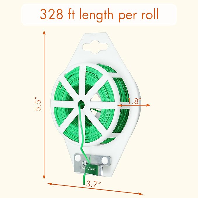 Gardzen 328ft Twist Ties, Reusable Coated Wire Plant Ties with Cutter, Ideal for Sealing Plastic Bags, Bread Bags, Organizing Cords, Gardening Activities