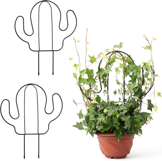 2 Pack Plant Trellis Indoor, 11.4" W x 13" H Small Trellis for Potted Plants, Decorative Trellis for Climbing Plants Indoor, Ideal for Vines on Tabletops, Balconies, Gardens and Lawns, Cactus-Shaped