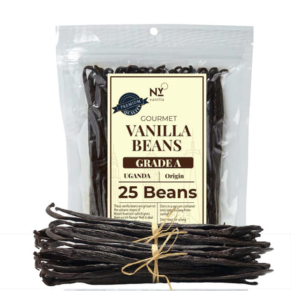 25 Whole Vanilla Beans Grade A + | Premium Vanilla Bean Pods for Making VanillaExtract | NON GMO | Perfect for Homemade Extract, Baking, Ice cream, Desserts |~6-8 Inches | NYVanilla.
