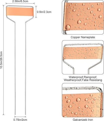 100 Pcs Metal Garden Plant Labels Weatherproof Banner Copper Plant Tags, Metal Copper Garden Markers, Reusable Height 10.5 Label Area 2.5'' x 7/8''