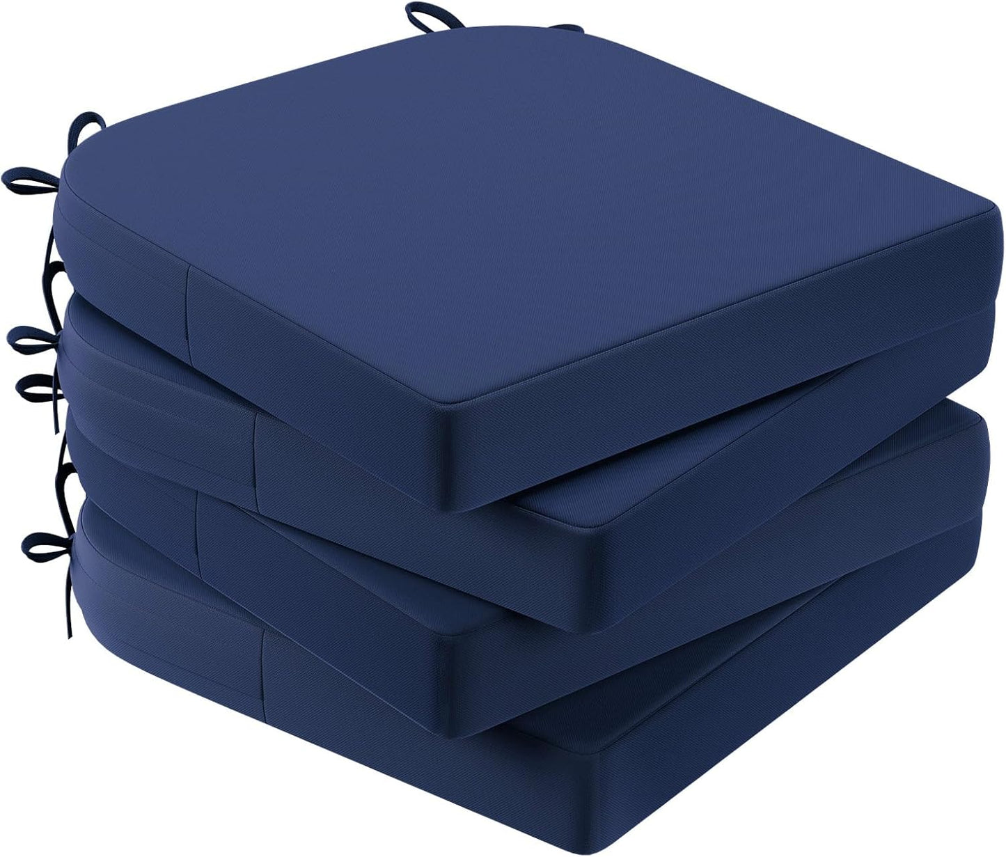AAAAAcessories Outdoor Seat Cushions for Chairs, Waterproof, Fade-Resistant Patio Furniture Replacement Cushions, 17" x 16" x 2", Set of 4, Navy Blue