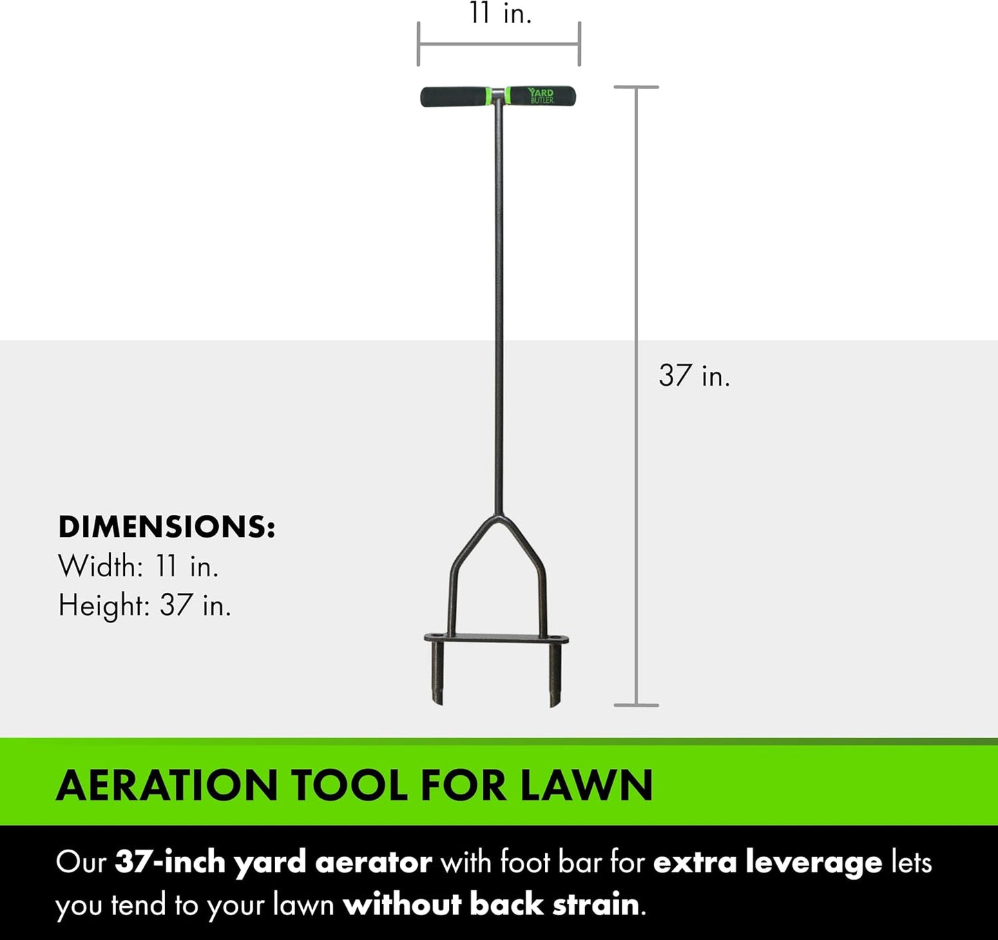 Yard Butler Manual Lawn Coring Aerator - Core Aerator for Lawn Care - Loosen Compacted Soil - Dethatcher Garden Tool for Lawn Health - Plug Core Soil Aeration Tool - Gray, 37 Inches