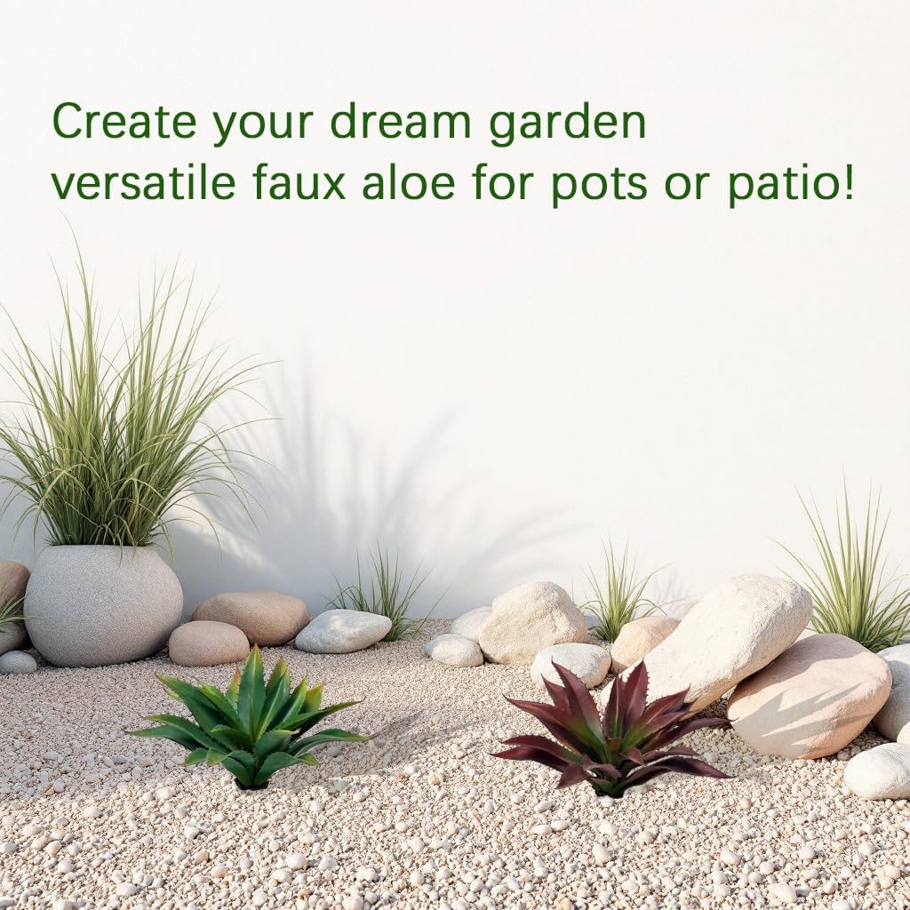 12.5 Inch Artificial Aloe Plant - Large Faux Succulents (Unpotted), Realistic Fake Plants for Home Decor Indoor Outdoor (Green)