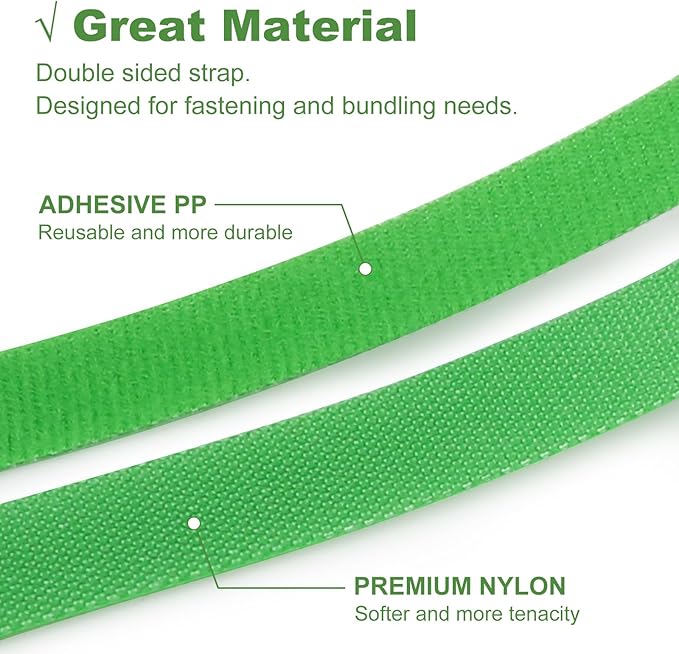 6 Rolls 196 Ft Green Plant Tape for Climbing Plants, 1/2 Inch Reusable Plant Stretch Ties, Adjustable Tomato Plant Supports, Plant Twist Ties for Gardening, Home, Office