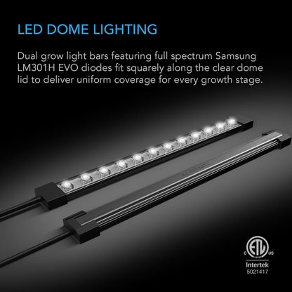 AC Infinity Heavy-Duty Humidity Dome with Full Spectrum LED Grow Light Bars, Samsung LM301H EVO Diodes, Drip Tray, 5x8 Cell Seedling Tray, 3mm Thick Dome and Vented Extension Panels, for Seed Starting