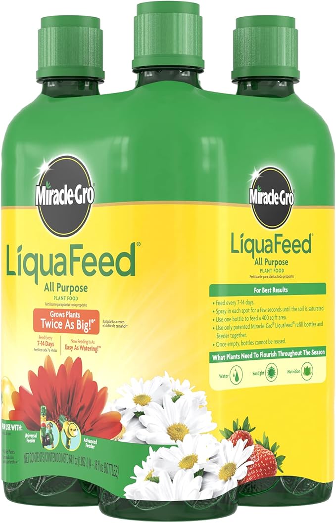 Miracle-Gro LiquaFeed All Purpose Plant Food Refills, Plant Fertilizer, 16 fl. oz., 4 Bottles/Pack (6-Pack)