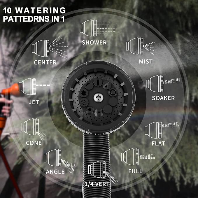 Garden Hose Nozzle Sprayer: 2 Pack 10 Watering Patterns Spray Nozzles Heavy Duty Hose Head Hose Attachment