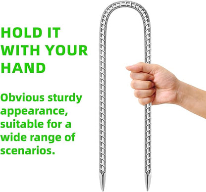 11 Pack Ground Garden Rebar Stakes Rebar 12 Inch Anti-Rust Galvanized Steel U Shape Hook Heavy Duty Ground Anchors for Tents, Position Kits,Fences, and Trampolines Landscape Fabric