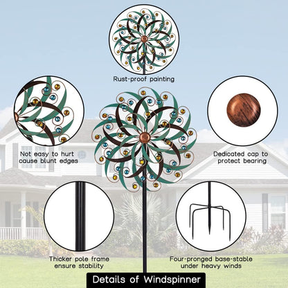 Stargarden Large Metal Wind Spinners for Outdoor, Metal Yard Art Wind Sculptures & Spinners for Yard and Garden Decorations (20x80 Inches)