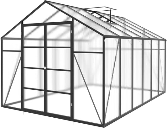 120*144*104in Greenhouse for Outdoors,Polycarbonate Greenhouse with Stronger Wind Protection and Roof Vent,Walk-in Large Aluminum Sunroom Winter Proof,Black