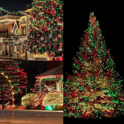 2 Pack 200 LED Solar Christmas Lights Outdoor Waterproof, Solar String Lights for Outside, Solar Outdoor String Light with 8 Lighting Modes for Xmas Tree Wedding Party Yard Decorations (Red and Green)