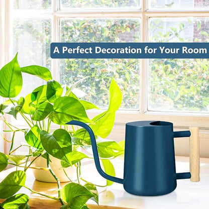 Watering Can Indoor Plants, 35oz Small Stainless Steel Metal Watering Can Modern Decorative Watering Pot with Long Spout for Indoor House Plant Bonsai Garden Flowers (Dark Blue)