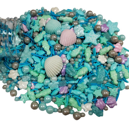 Homankit Ocean Sprinkles for Cake Decorating Edible Hippocampi Starfish Shell Fish Pearl Sugar Sprinkle for Baking Cake Cupcake Toppers Cookie Decorations Sea Theme Birthday Party Supplies