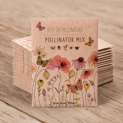 Bentley Pollinator Mix - Pre-Filled, Non-GMO, Non-Coated Butterfly Packets - 25 Annual Wildflower Seeds - Perfect Eco-Friendly Gift