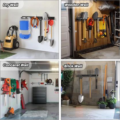 Garage Garden Tool Organizer Wall Mount, Heavy Duty Garage Tool Storage Rack 32 Inches, Max Load 220lb - Shovel, Rake, Folding Chair, Weed Eater Storage