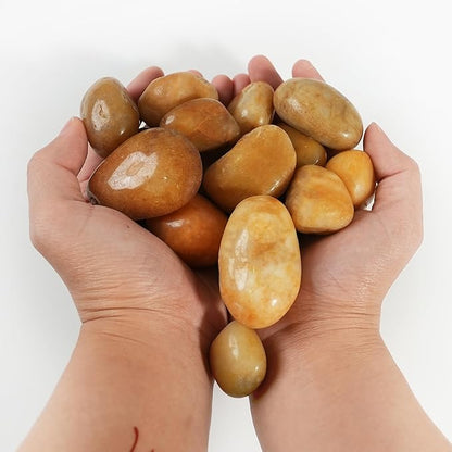 6 LBS River Rocks, StoneCreek, Decorative Garden Stones for Plant Landscaping, Polished Gravel Filler Pebbles for Home Decoration, Vases, Succulents, Flower Beds and Fish Tanks (Pale Yellow, Medium)