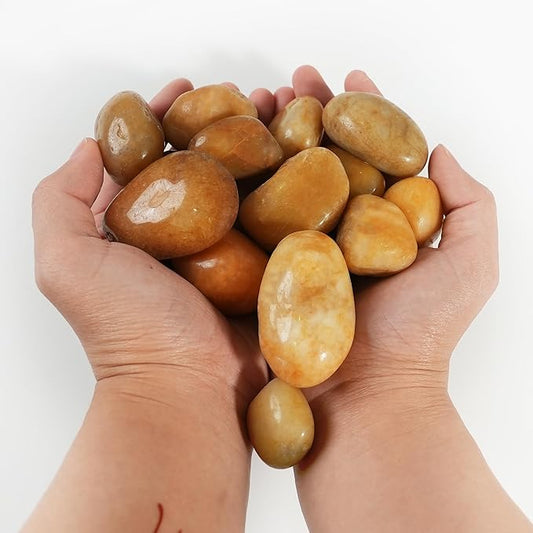 6 LBS River Rocks, StoneCreek, Decorative Garden Stones for Plant Landscaping, Polished Gravel Filler Pebbles for Home Decoration, Vases, Succulents, Flower Beds and Fish Tanks (Pale Yellow, Medium)