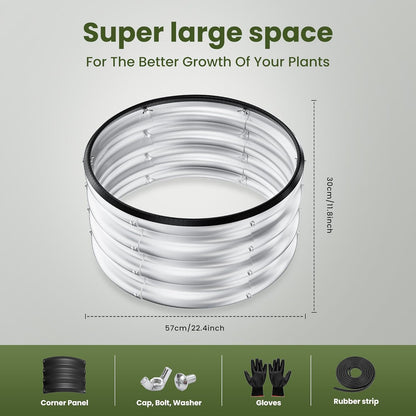 ZXZYHFTY Round Galvanized Raised Garden Bed kit,Silver Outdoor Garden Raised Planter Box, Round Large Metal Raised Garden Beds for Vegetable 2 * 2 * 1ft 2 Pcs