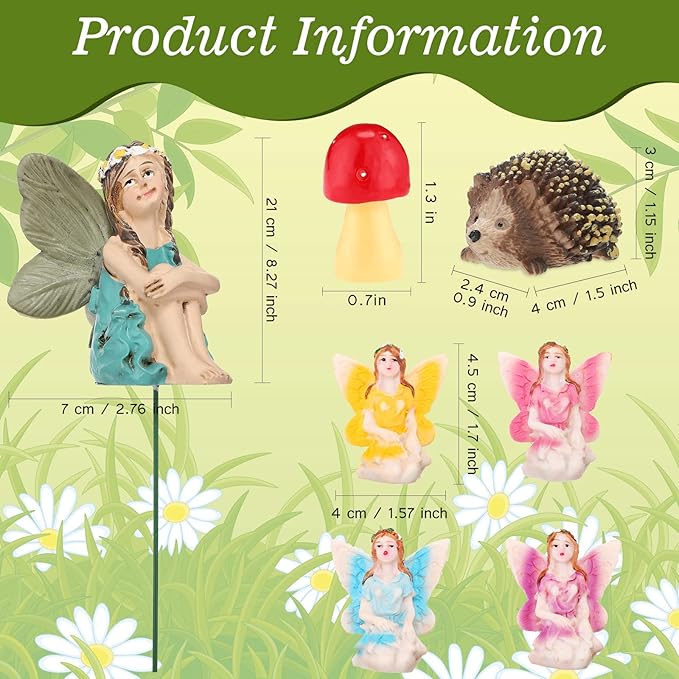 Roowest 16 Pcs Garden Accessories Miniatures Fairies Kit Christmas Resin Hedgehogs Cute Tiny Mushroom Miniature Figurines Mini Garden Micro Landscape Ornaments for Lawn Yard Home Decorations