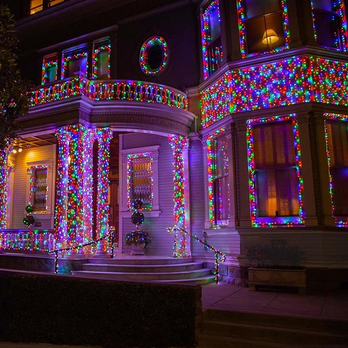 2 Pack 480 LED Solar Chrismas Lights Outdoor, 170 FT Super Long Solar String Lights for Outside with 8 Modes & Memory Function, Waterproof Twinkle Light for Xmas Tree Party Decorations (Multicolor)