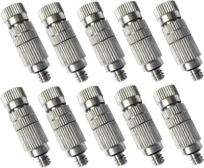 High Pressure Brass Nickel Plated Misting Nozzle for Outdoor Cooling Mist System, 0.8mm Ceramics Orifice, Anti-Drip Cleanable, 10pcs