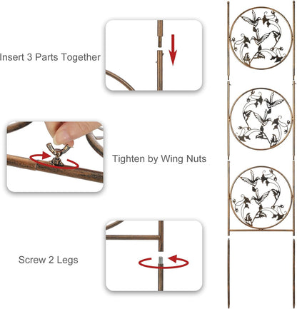 Set of 2 Hummingbird Metal Garden Trellis for Climbing Plants, Decorative Vegetables Flowers Vine Trellis for Outdoor Patio 55'' H x 12.4'' W