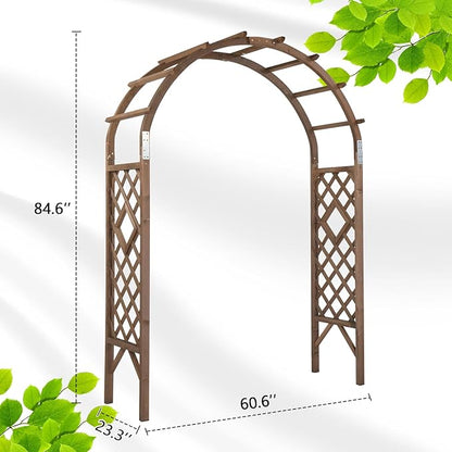 VINGLI Wooden Garden Arbor, Wedding Arch, 7ft Arch Backdrop Stand for Ceremony, Wood Trellis for Plant Climbing, Christmas Decor Pergola for Garden Backyard, Lawn