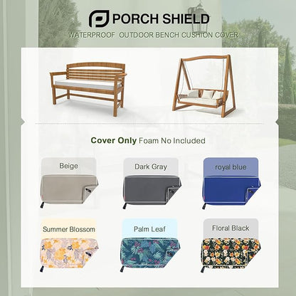Porch Shield Outdoor Bench Cushion Cover – Waterproof Swing Cushion Cover for Patio Furniture Loveseat (Not Insert) Palm Leaf 42" W x 18" D x 3" H