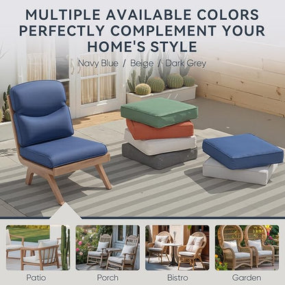 Outdoor Chair Cushions 3 Packs - Outside High Back Comfortable Thickened Pillow 22x24 with Zipper Cover for Patio Rocking Swivel Chairs Loveseat Sofa – Blue/Crescent