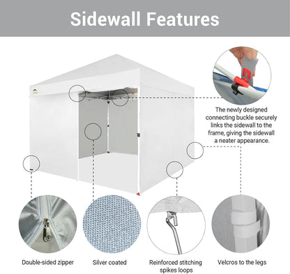 CROWN SHADES 10X10 Comercial Instant Canopy Pop Up Tent with Center Lock (10x10 with 4 Sidewalls, White)
