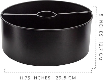 AuldHome Design Umbrella Planter for Patio Table w/Umbrella Hole (Black), Enamelware Half-Circle Planter Pots