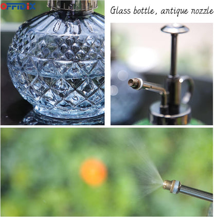 OFFIDIX Plant Mister, Vintage Glass Spray Bottle, Flower Mister 300ML Small Watering Can with Plastic Top Pump, Spray Bottle for Garden, Plants, Cleaning (Gray)